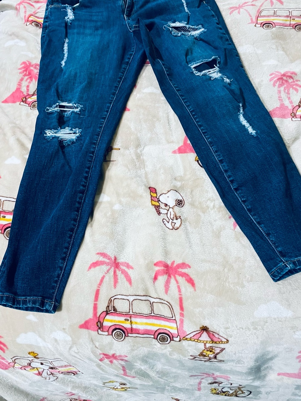 Lane Bryant Distressed Dark Blue Denim Ankle Jeans